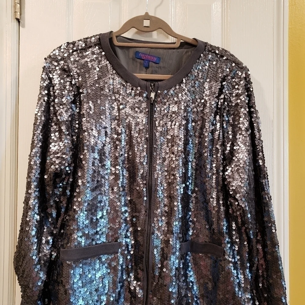 𝅺twiggy London 1X Gray sequence jacket - Picture 2 of 15